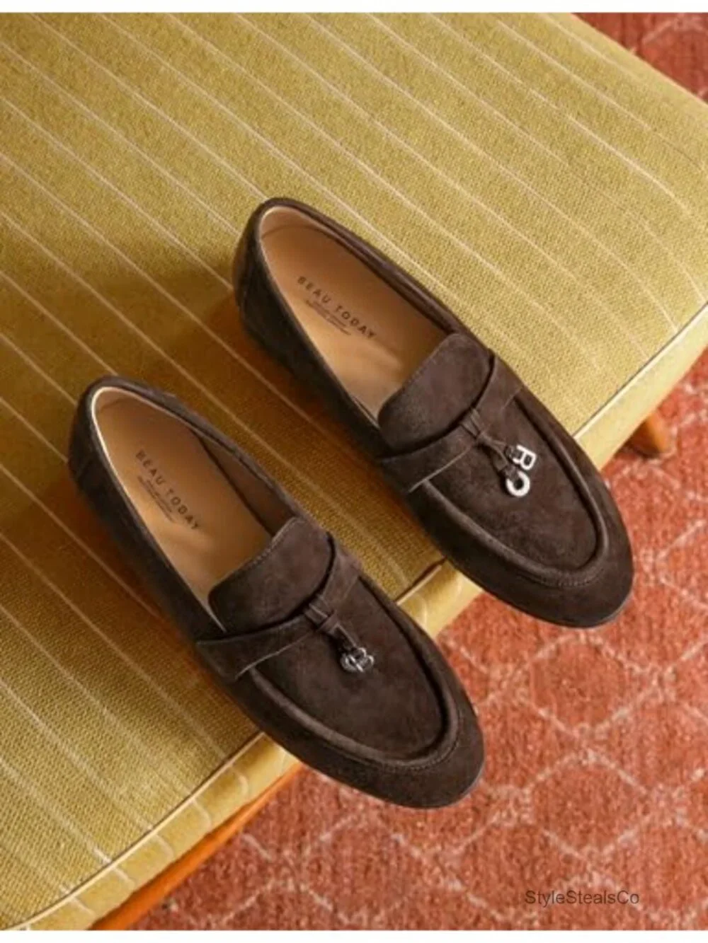 Cow Suede Penny Loafers for Women, Comfortable Slip On Dress Flats, Business